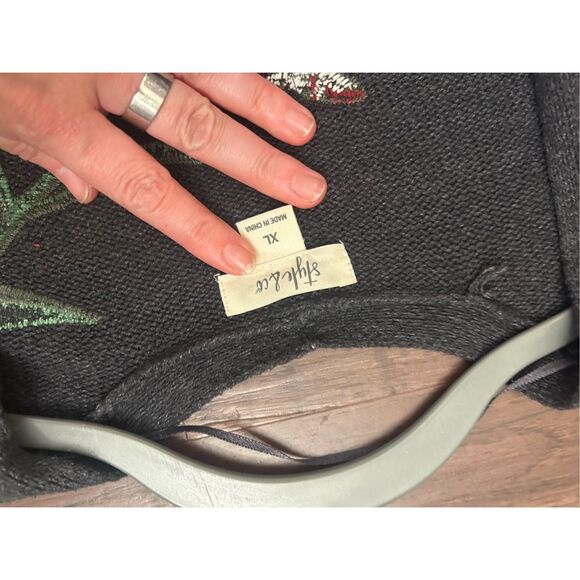 Style & Co. Gray Embroidered Floral Cardigan Duster, Size XL - Picture 4 of 7